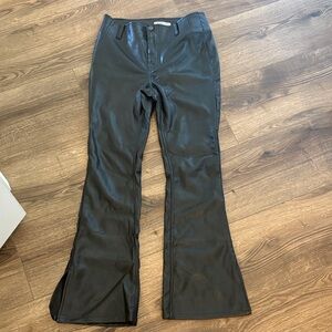 Free People Black Faux Leather Flare Pants